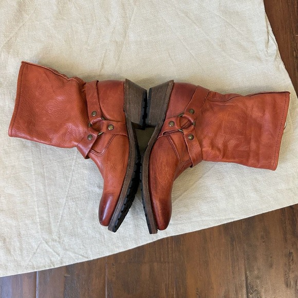 VINTAGE SHOE CO Eliza Slouch Engineer Harness Boot Reddish Brown USA MADE - Picture 7 of 14